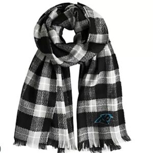 NWT-Carolina Panthers Blanket Scarf Plaid Black Gray Black NFL Football